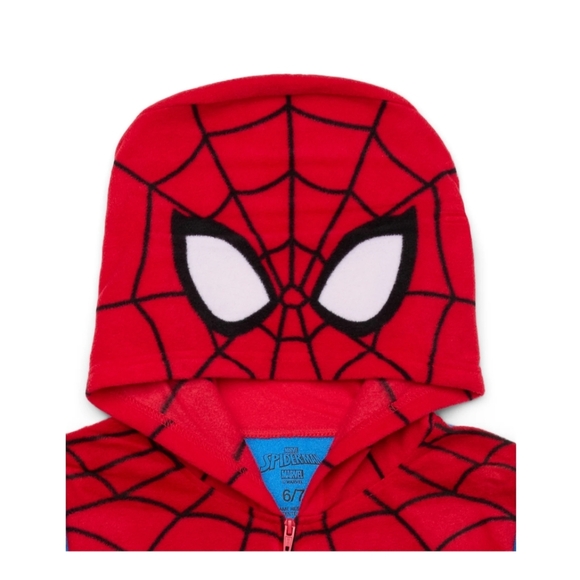 Spider-Man Boys Size 6/7 Union Suit Pajamas Onesie with Hood Marvel - Picture 2 of 4